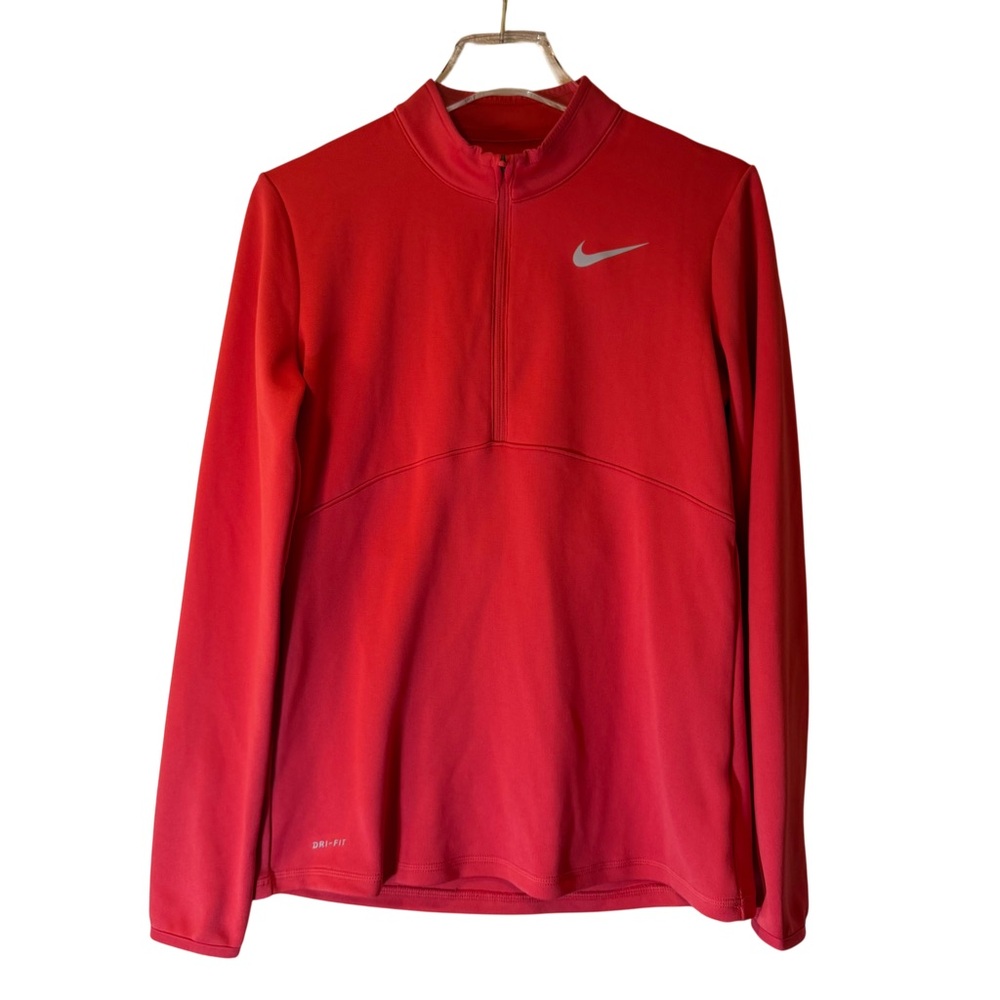 Nike Coral Pink Dri-Fit Mock Neck Golf Pullover Quarter Zip Performance Women M